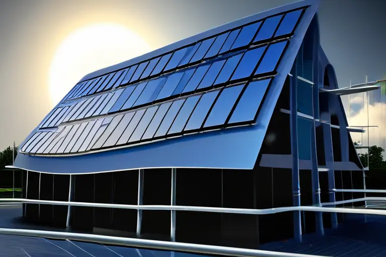 Professional renewable energy integration in architecture showing solar panels and sustainable energy systems